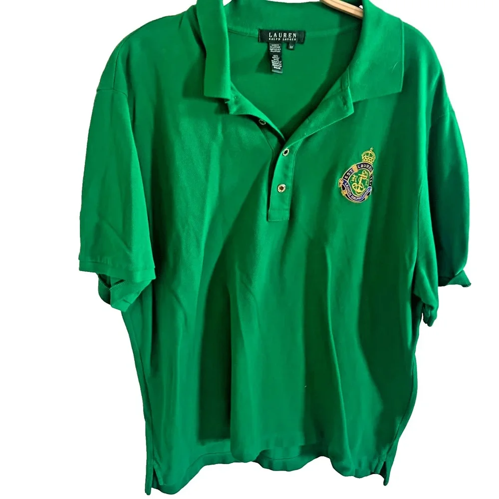 Polo Ralph Lauren Polo Shirt Mens 2XL Green Classic Fit Uni Crest Big Logo Prep‎